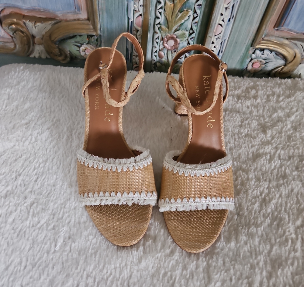 Kate Spade Beige and White Espadrille Sandals